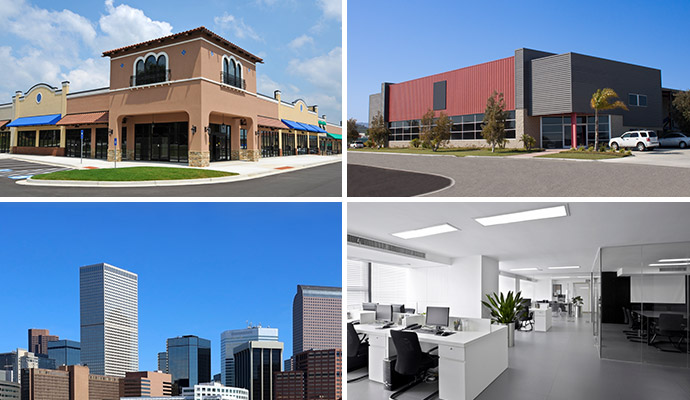 Overview of commercial real estate categories including retail, industrial, and office