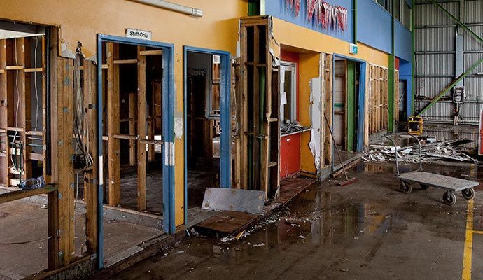 Water damaged retail store