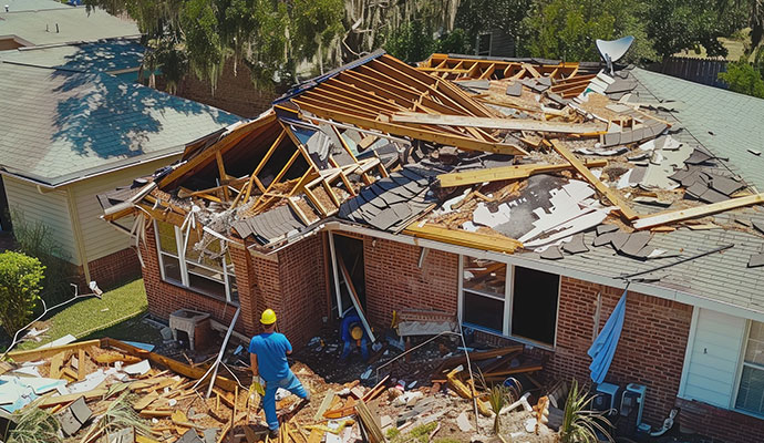 Disaster damaged house