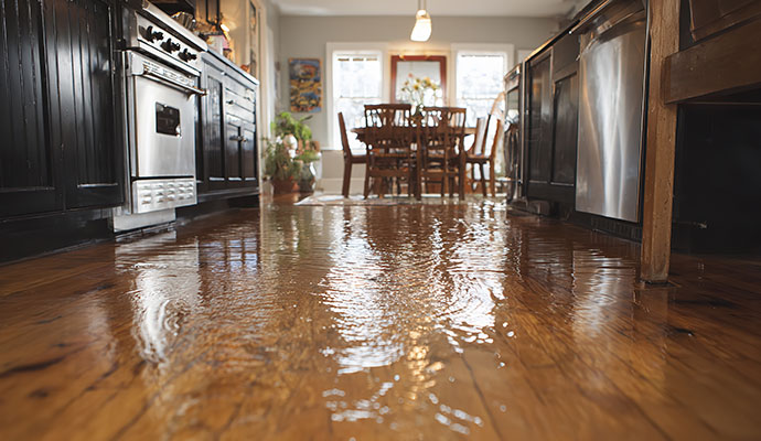Flood damaged kitchen