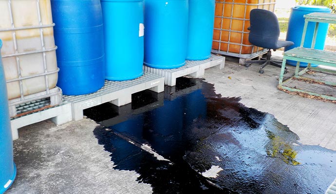 heating oil spill on the ground