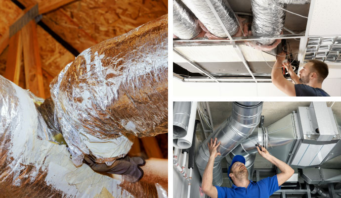 Collage of multiple air duct services
