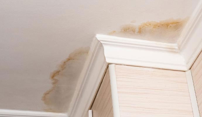 Stained ceiling due to water leak