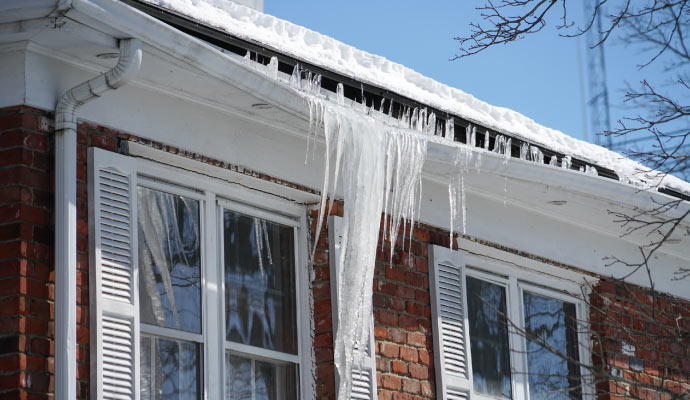 Heavy snow on house roof
