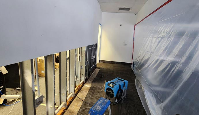 Water damage restoration in commercial space