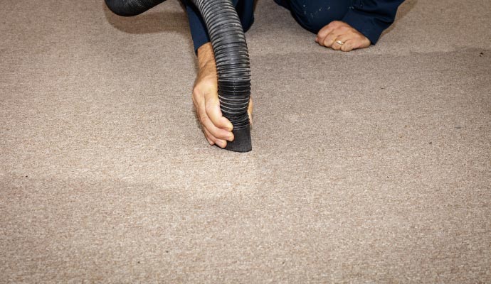 Professional worker removing water from carpet Professional worker removing water from carpet