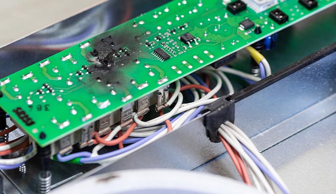 Damaged electrical circuit board