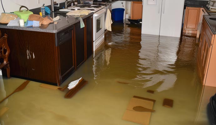 Flood damaged room