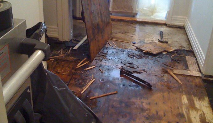 Water damaged wood floor