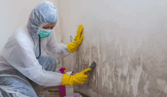 professional worker removing black mold professional worker removing black mold from wall